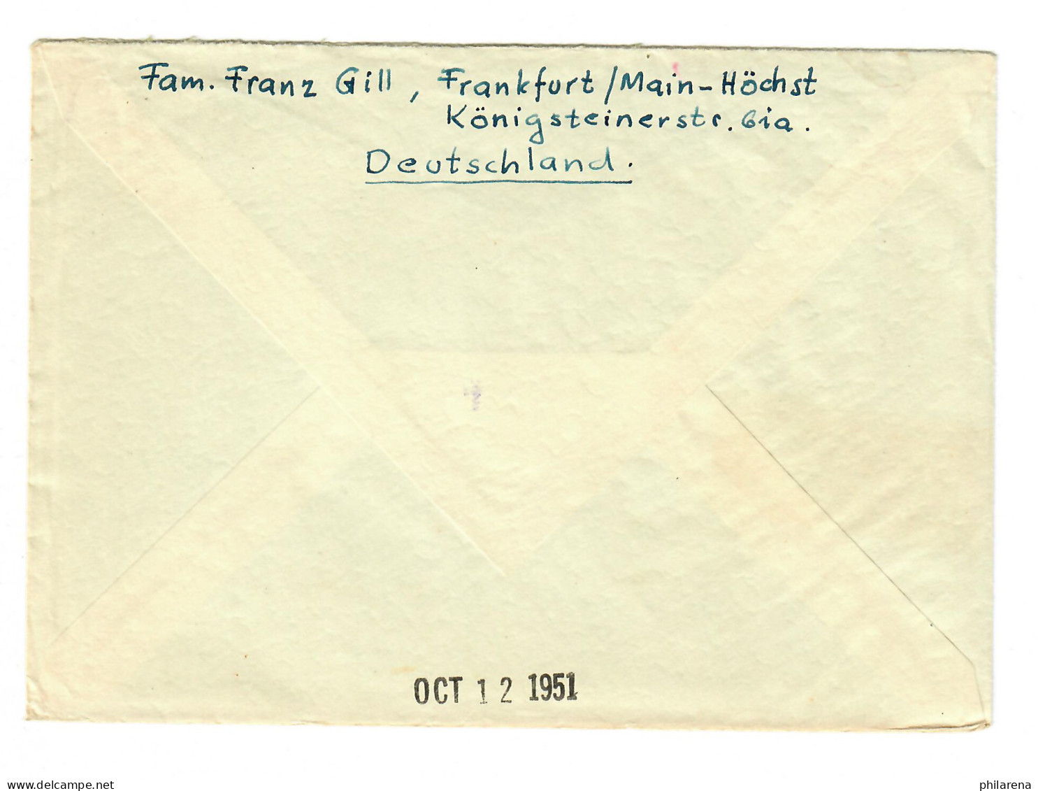 Luftpost Frankfurt Höchst Nach USA, South Barre, MASS, 1951 - Lettres & Documents