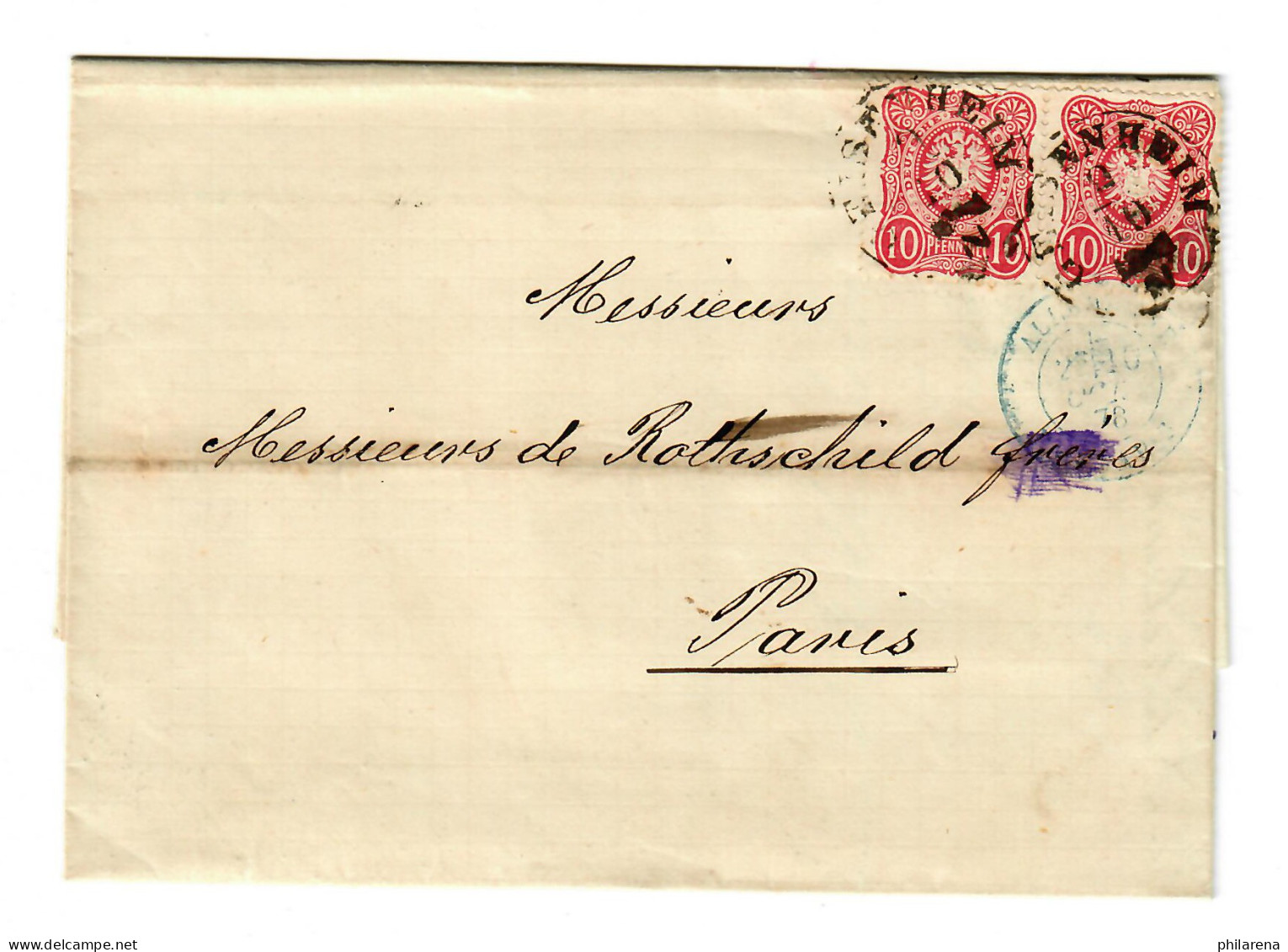 Geisenheim 1878 An Die Gebrüder Rothschild In Paris - Covers & Documents
