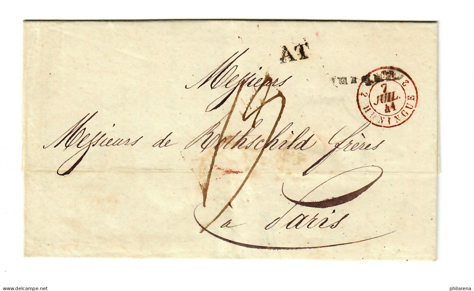 Brief Von 1841, Constantinople An Gebrüder Rothschild, Paris Mit Cholera Stempel - Otros & Sin Clasificación