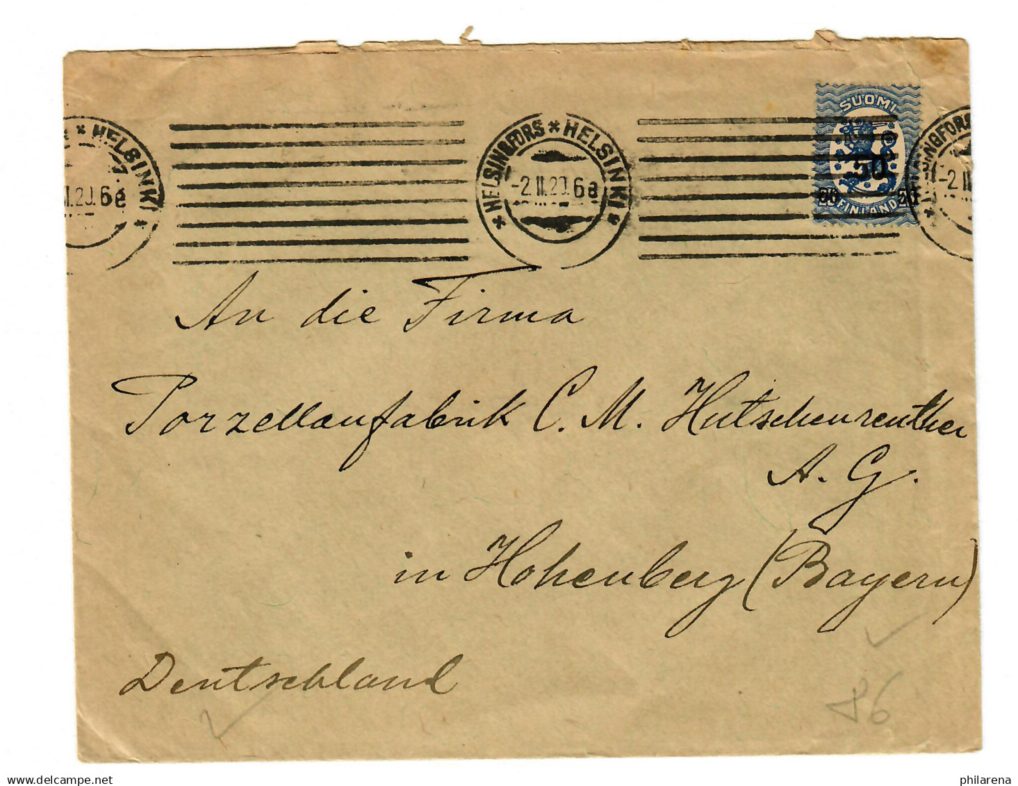 Brief Aus Helsingfors Nach Hohenberg/Bayern, 1920 - Other & Unclassified