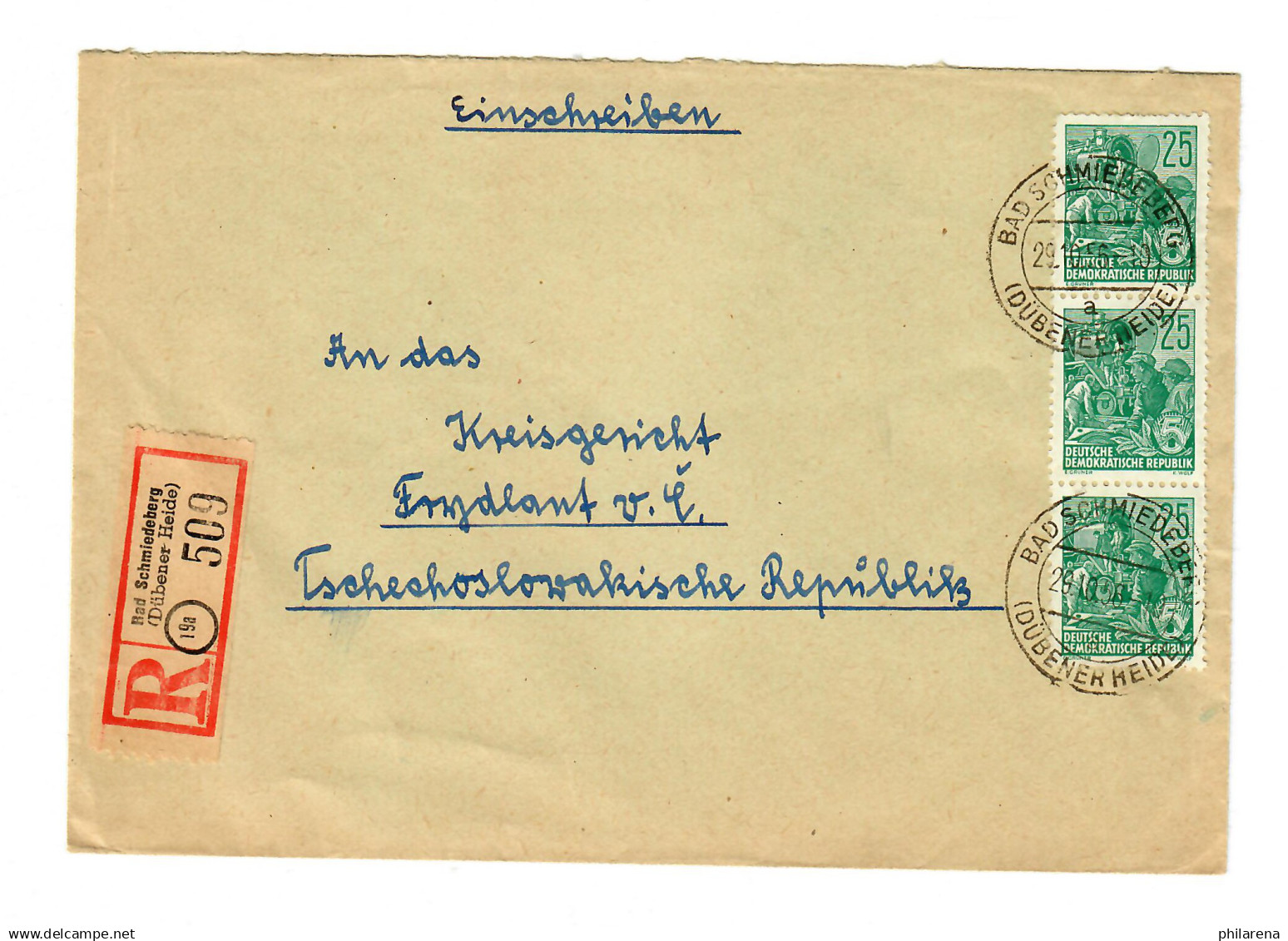 Bad Schmiedeberg An Das Gericht In Der Tschecheslovakischen Republik 1956 - Cartas & Documentos