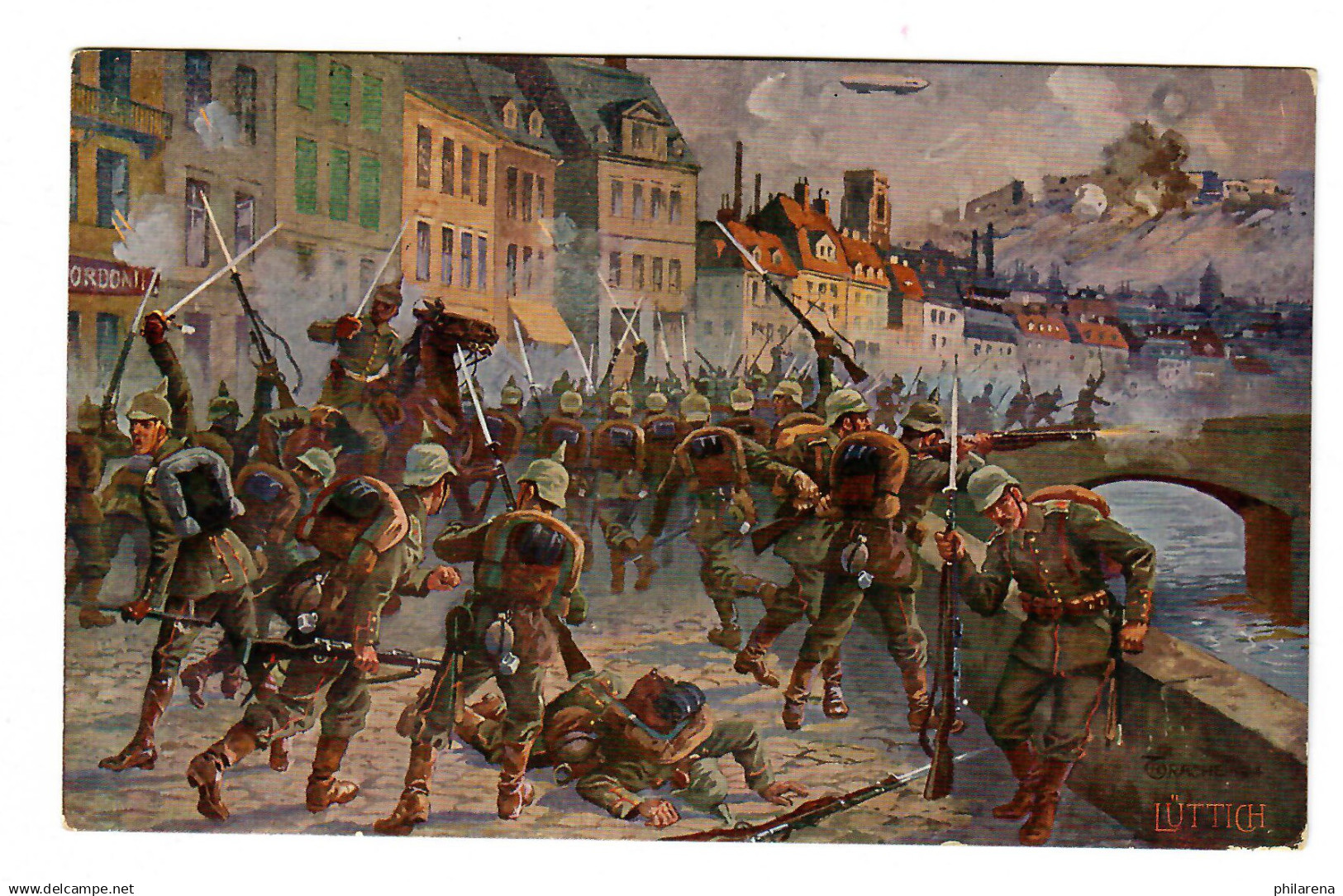 Ansichtskarte I. Weltkrieg, 1917, Feldpost, Einnahme Von Lüttich - Feldpost (Portofreiheit)