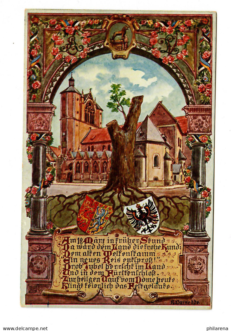 Ganzsache Mit Ansichtskarte Braunschweig 1914 Nach Halberstadt - Lettres & Documents