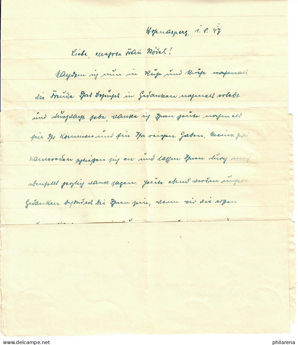 Brief Ludwigsburg Hohen Asperg, Interniertenlager Nach Stgt.-Wangen 1947 - Cartas & Documentos