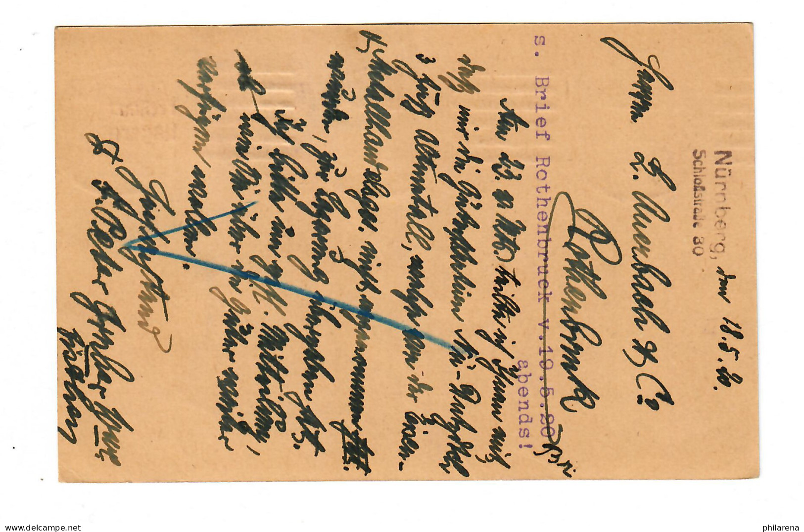 Postkarte Nürnberg 1920 Nach Rothenbruck - Briefe U. Dokumente