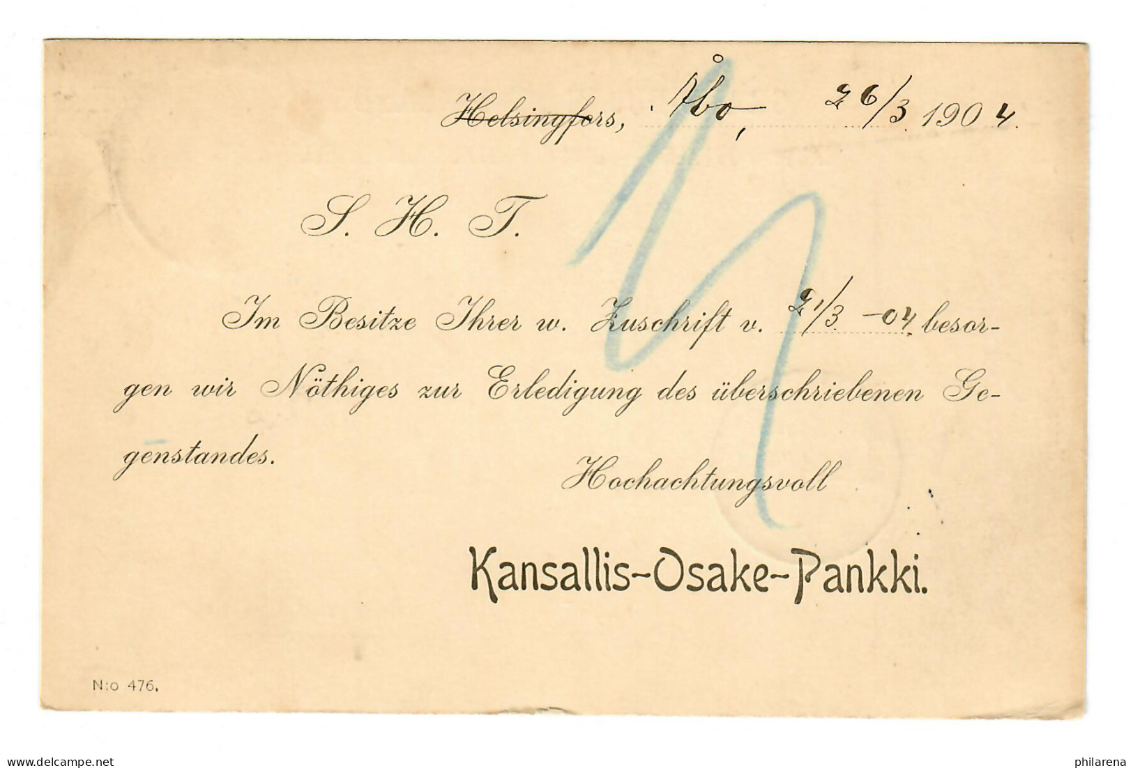 Äbo, 1904, Nach Hamburg - Andere & Zonder Classificatie