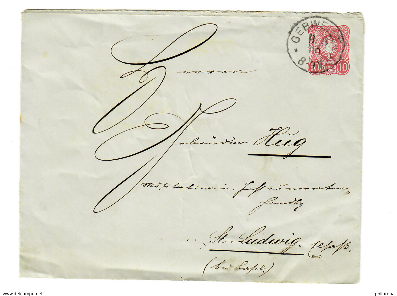 Brief Gebweiler, Ganzsachen Umschlag 1890 Nach St. Ludwig/Els. - Covers & Documents