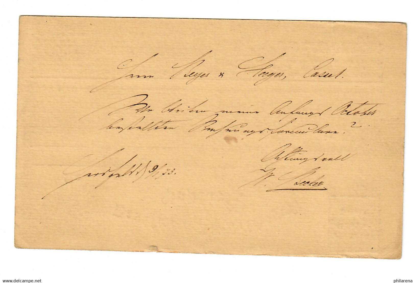 Postkarte Hersfeld 1873 Nach Kassel, T&T Stempel - Briefe U. Dokumente