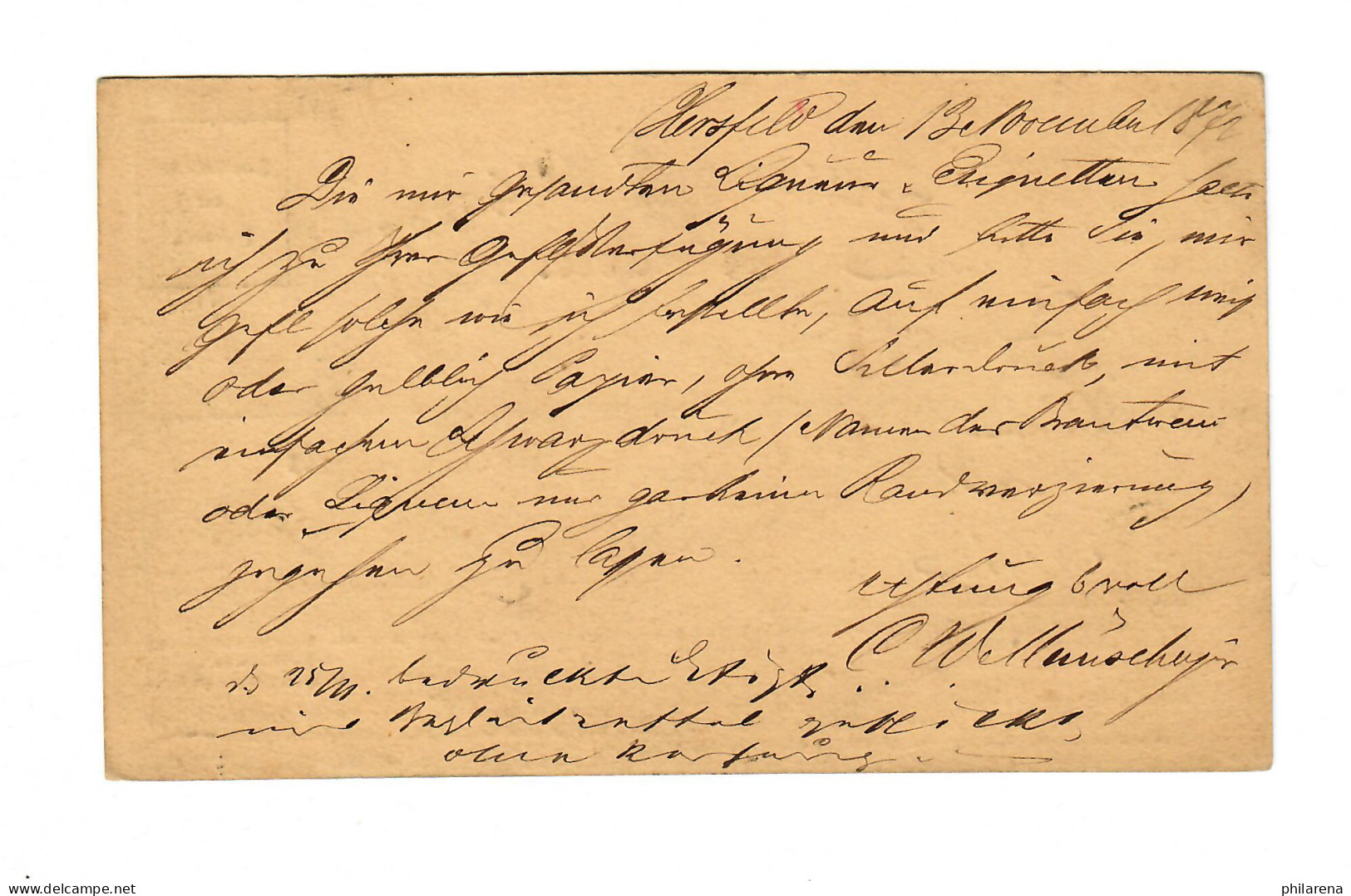 Postkarte Hersfeld 1872 Nach Kassel - Briefe U. Dokumente