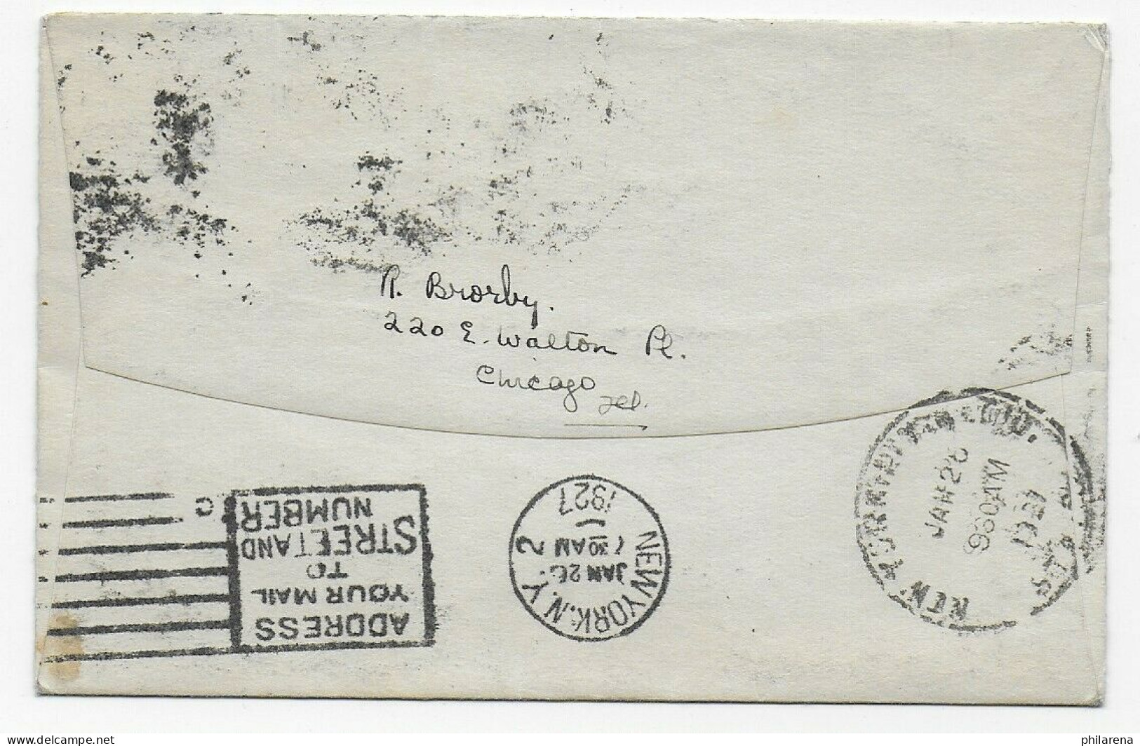 Chicago Ill. 1926/27 To New York, Air Mail: Italian General Navigation, SS Roma - Sonstige & Ohne Zuordnung