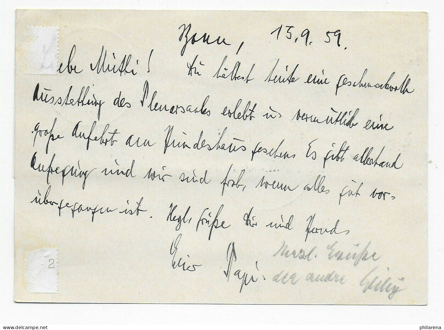 Postkarte Sonderstempel Tag Der Vereidigung Des Bundespräsidenten 15.9.1959, EF - Lettres & Documents