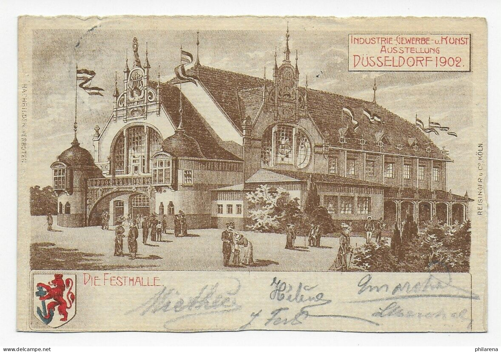 Festhalle Düsseldorf 1902 Mit Messemarke/Vignette Nach Neuried - Cartas & Documentos