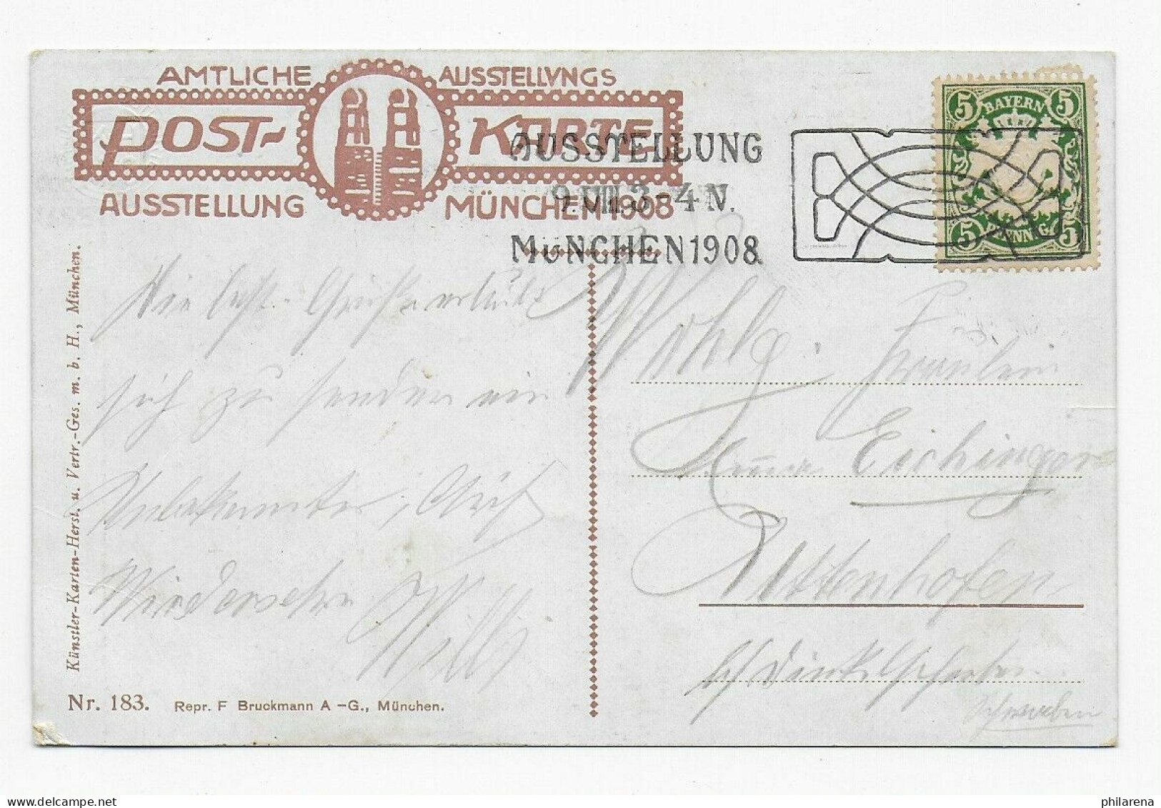 Künstlerkarte Clavs Bergen, München 1908 Mit Werbestempel Der Ausstellung - Lettres & Documents