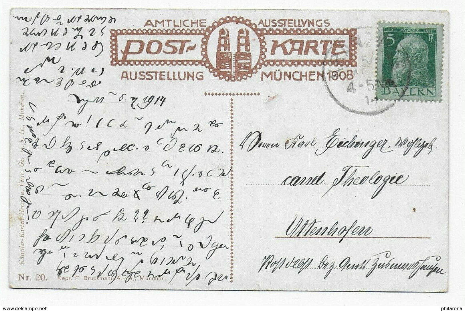 Künstlerkarte M.Z. 1914 Nach Uttenhofen, Ausstellungskarte - Briefe U. Dokumente