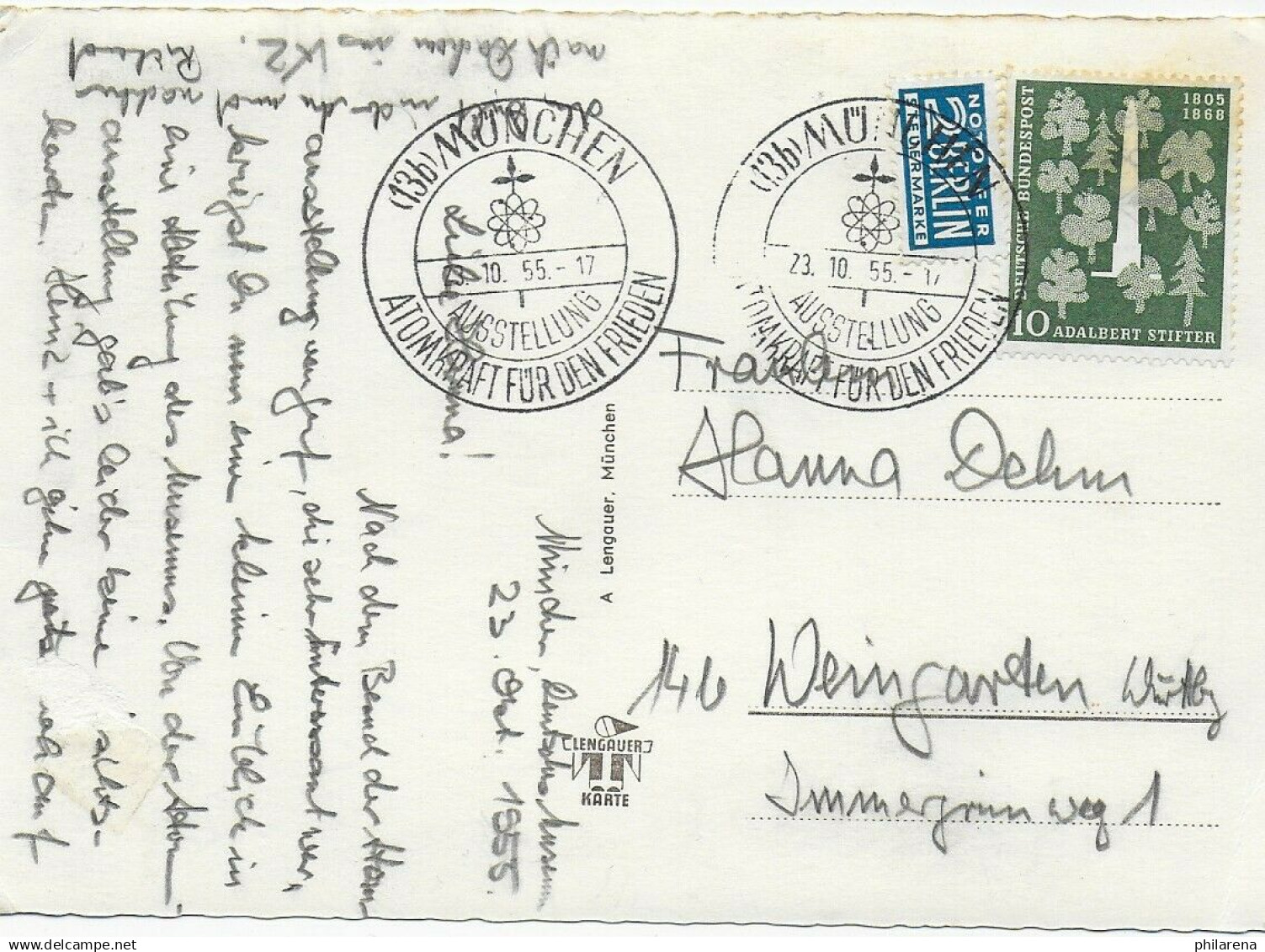 Ansichtskarte Musiksaal Deutsches Museum München 1955, Atomkraft Für Den Frieden - Storia Postale