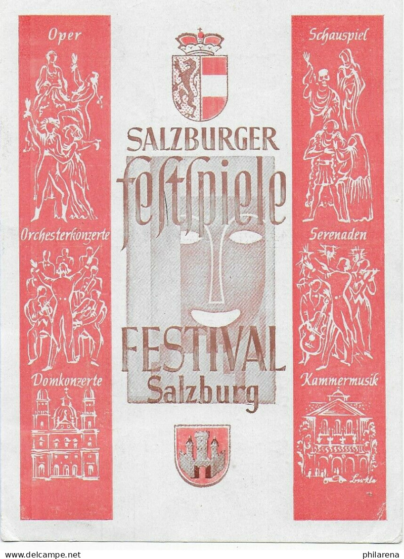 Postkarte Salzburger Festspiele 1947 Nach Deutschland Mit 2x Zensurstempel - Storia Postale