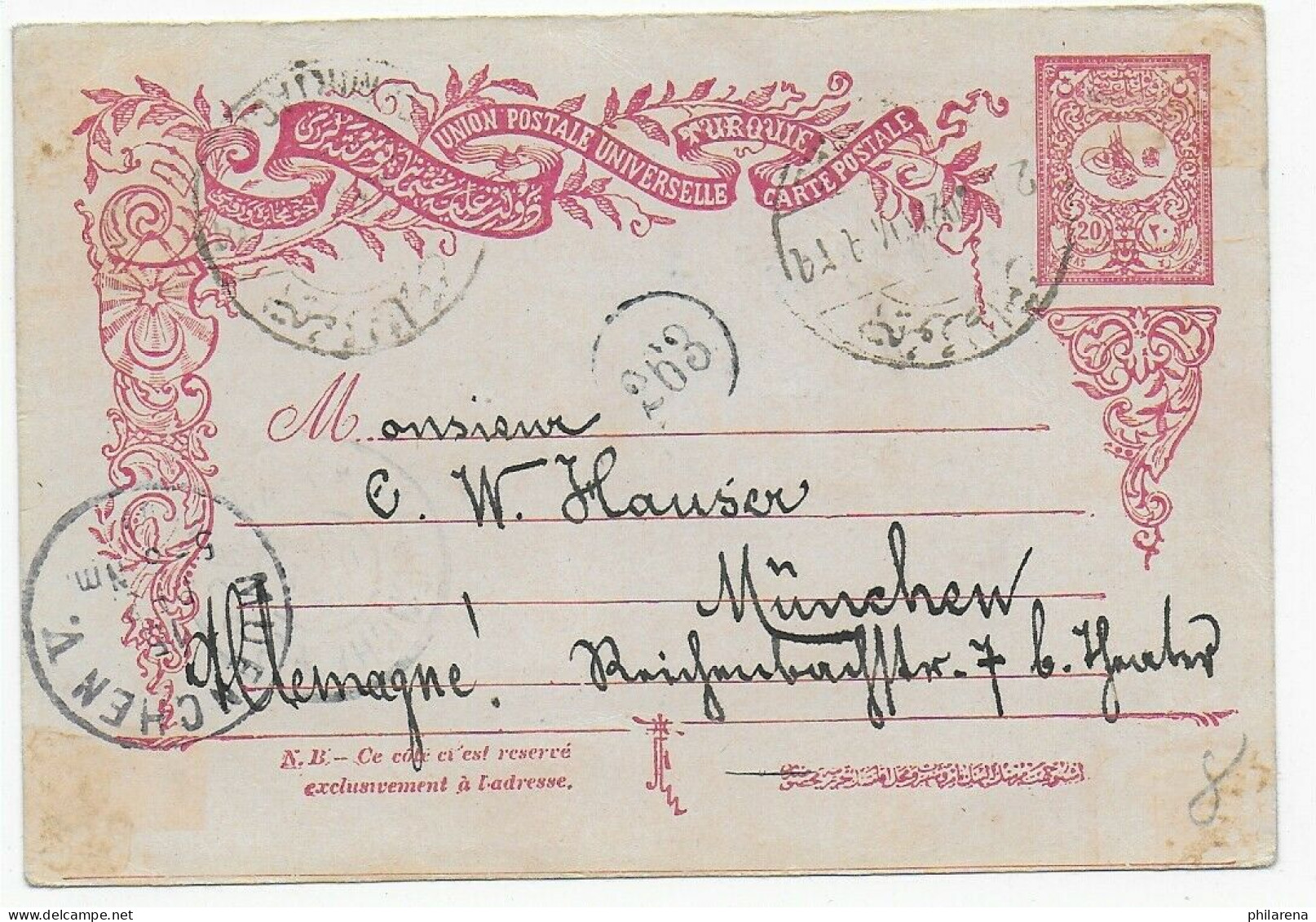 Postkarte Adrinopel (Edirne) 1902 Nach München - Sonstige & Ohne Zuordnung