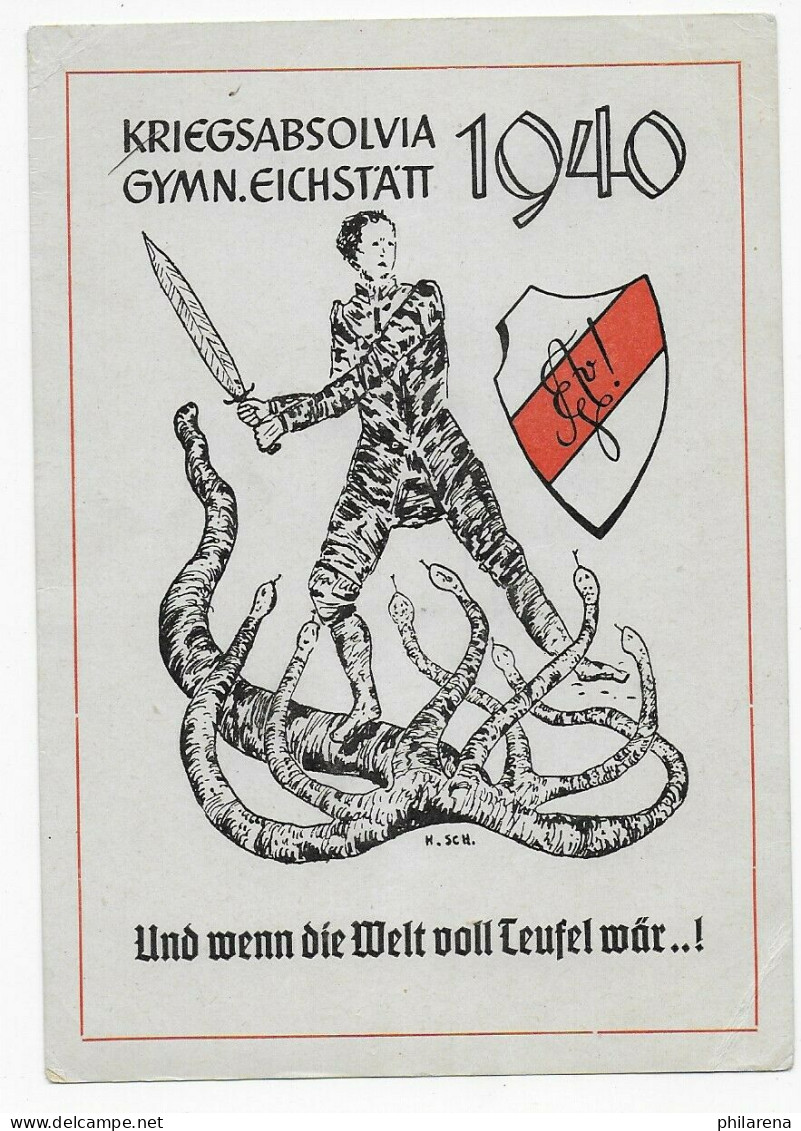 Postkarte Studentika Kriegsabsolvia Gymn. Eichstätt 1940 - Covers & Documents