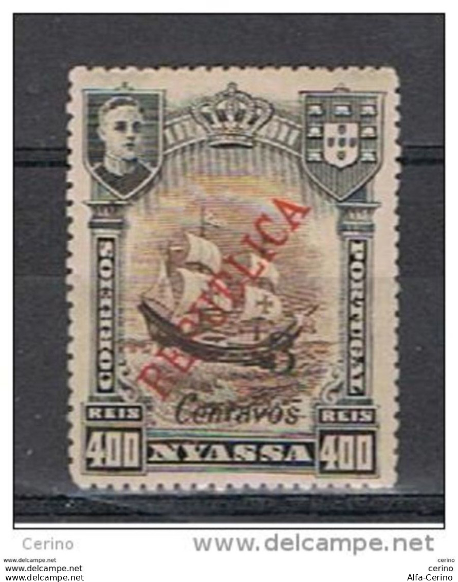 NYASSA:  1921  SOPRASTAMPATO  -  3 C./400 R. NERO  E  BRUNO  L. -  YV/TELL. 89 - Nyassaland