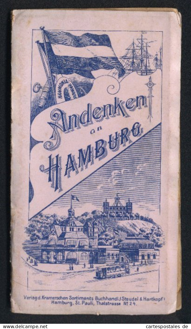 Leporello-Album Hamburg Mit 22 Lithographie-Ansichten, Neue Elbbrücke, Börse, Reimers-Fleet, Vierländerin, Riesen K  - Lithografieën