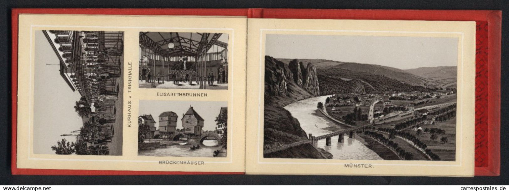 Leporello-Album Nahethal Mit 17 Lithographie-Ansichten, Idar, Oberstein, Kirn, Schloss Dhaun, Ebernburg, Münster, Bin  - Lithographien