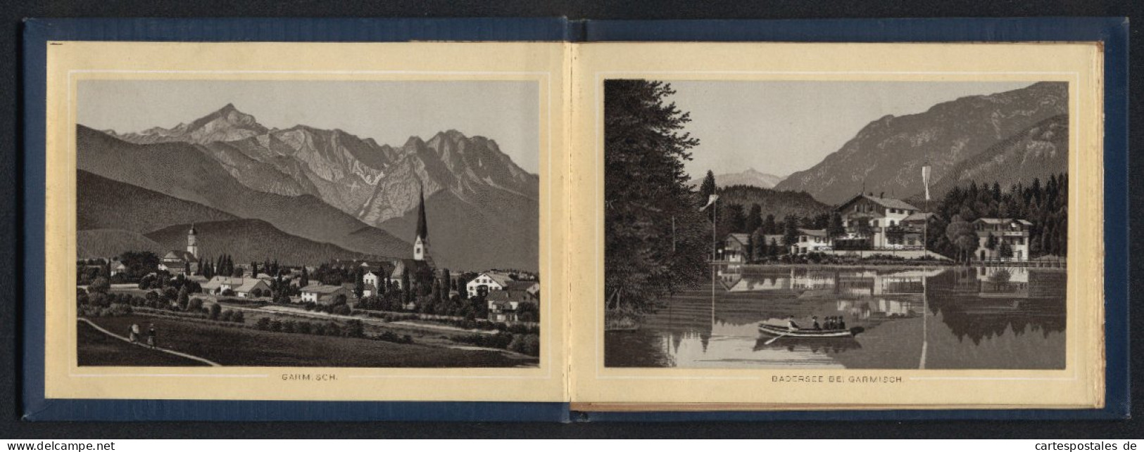 Leporello-Album Garmisch Und Umgebung Mit 19 Lithographie-Ansichten, Barmsee, Leutaschklamm, Mittenwald, Garmisch  - Lithographien