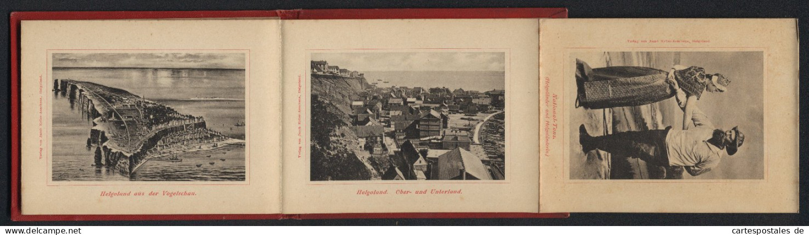 Leporello-Album Helgoland Mit 12 Lichdruck-Ansichten, Helgoländer In Tracht, Ober- Und Unterland, Fahrstuhl, Mönch  - Lithographies