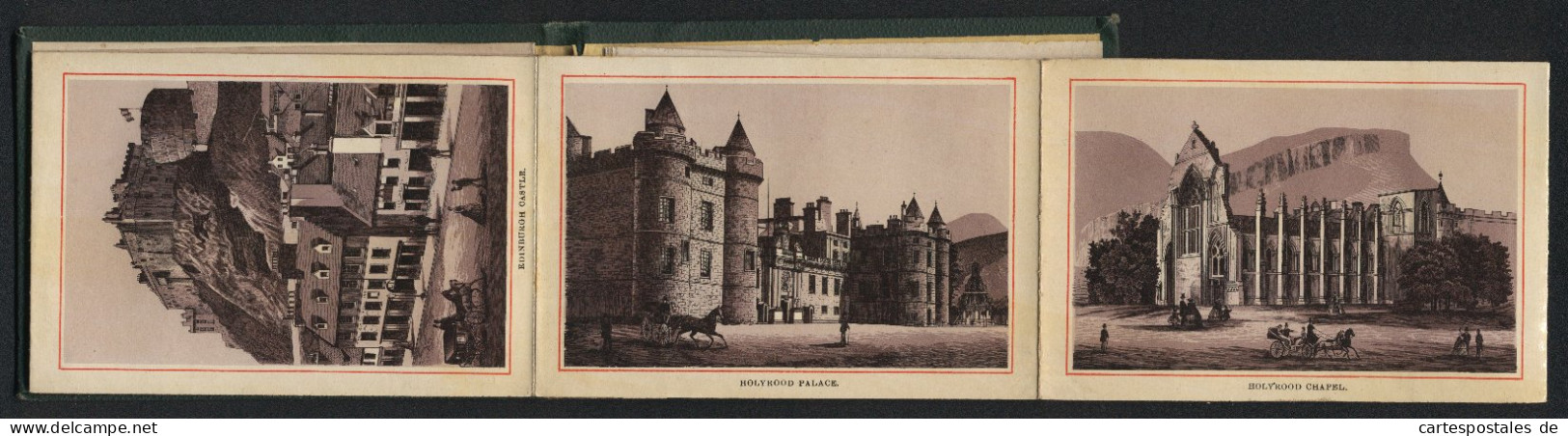 Leporello-Album Edinburgh Mit 12 Lithographie-Ansichten, Princes Street, Old Town, Scott Monument, John Knox House  - Lithographies