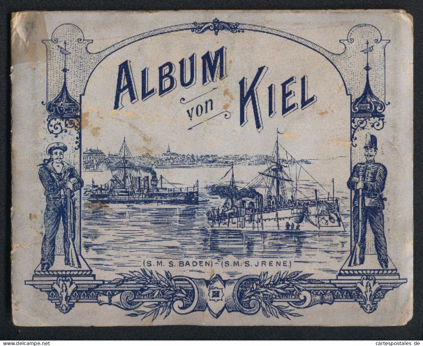 Leporello-Album Kiel Mit 13 Lithographie-Ansichten, Kaiserliche Werft, Panorama Mit Kriegshafen, Marine Akademie, Uni  - Lithographies