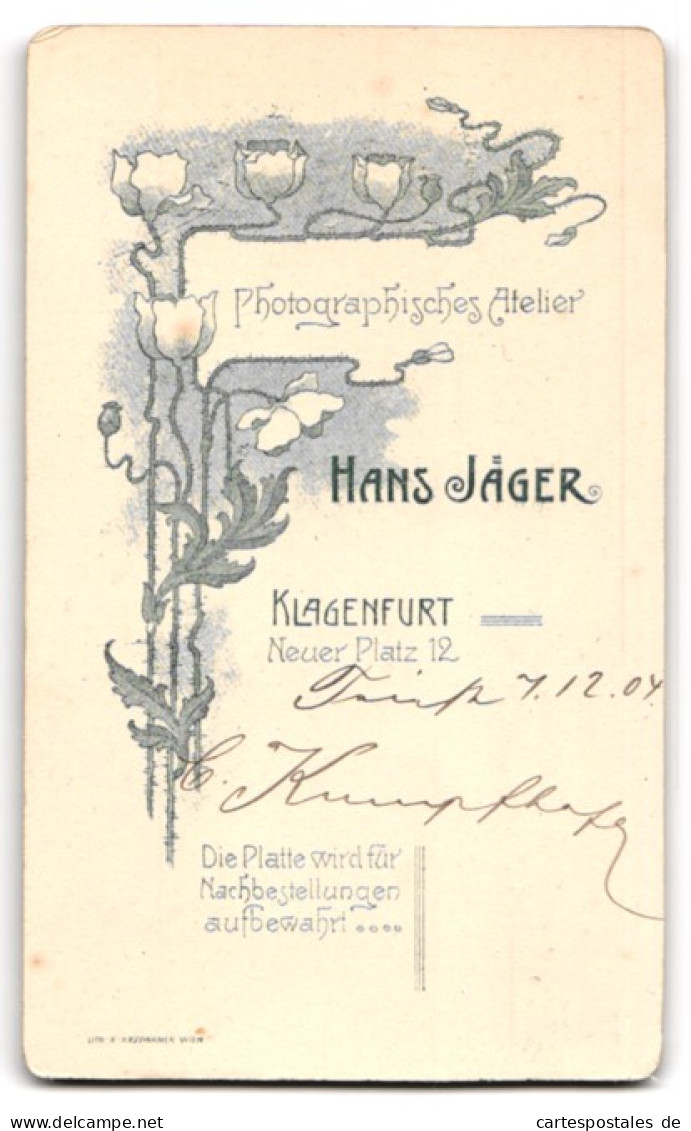 Fotografie Hans Jäger, Klagenfurt, Neuer Platz 12, Portrait Junger Mann Mit Schnauzbart  - Anonyme Personen