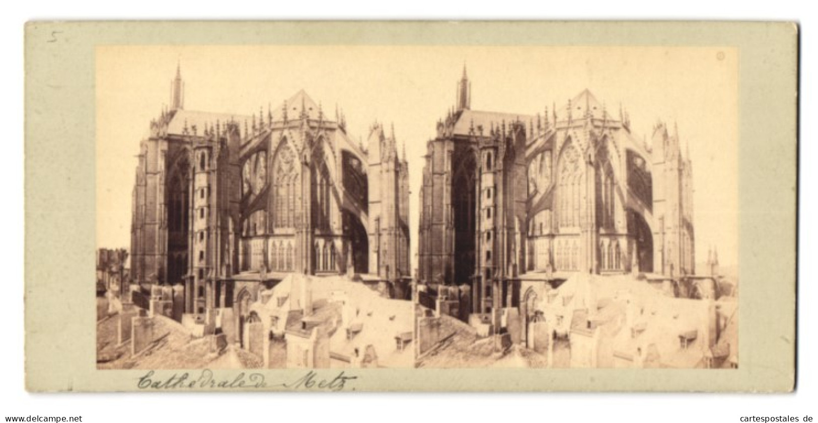 Vue Stéréoscopique-Photo Edgar Lucas,  Vue De Metz, Blick Nach Der Kathedrale  - Stereo-Photographie