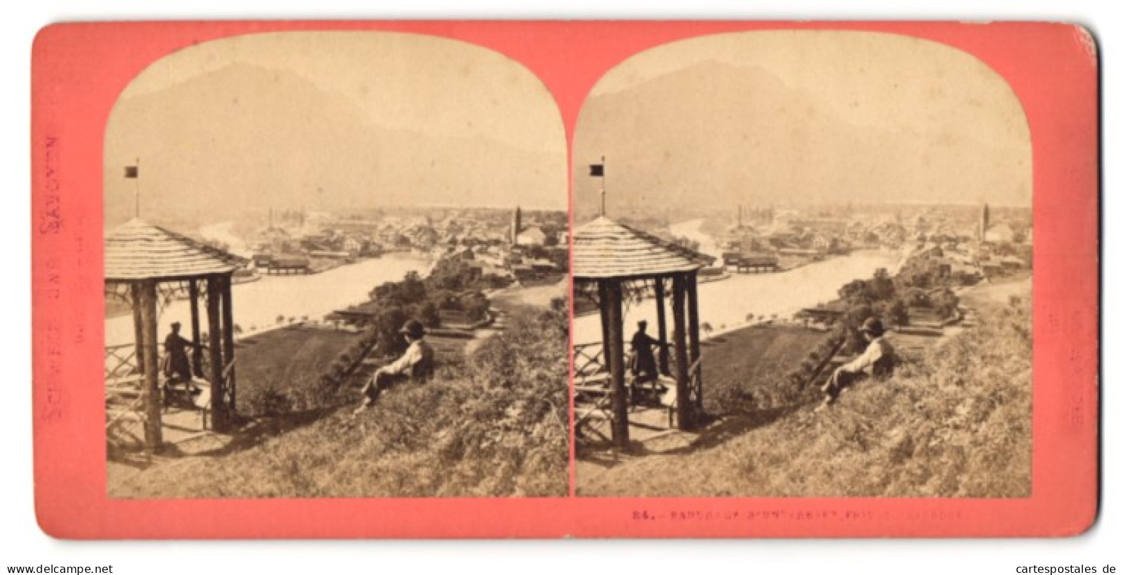 Stereo-Fotografie Unbekannter Fotograf, Ansicht Unterseen, Panorama Der Stadt Vom Aussichtspunkt  - Stereoscopic