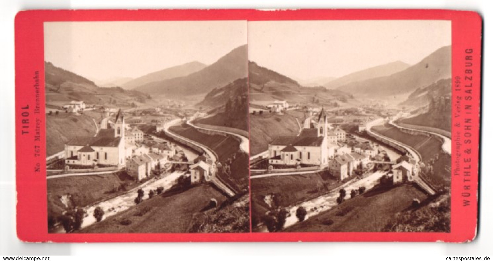 Stereo-Fotografie Würthle & Sohn, Salzburg, Ansicht Matrey, Blick Auf Den Ort Mit Brennerbahn  - Stereo-Photographie