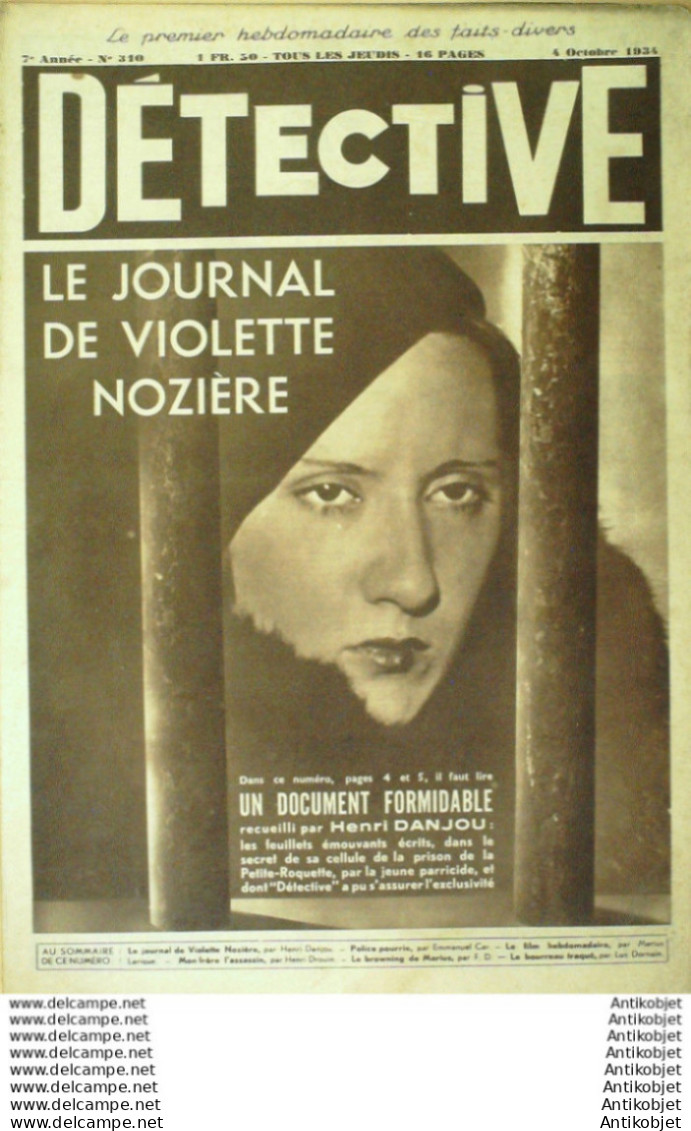 Détective 1934 N°310 Dpt 75-76 Barcelone Violette Nozière La Roquette - Gente