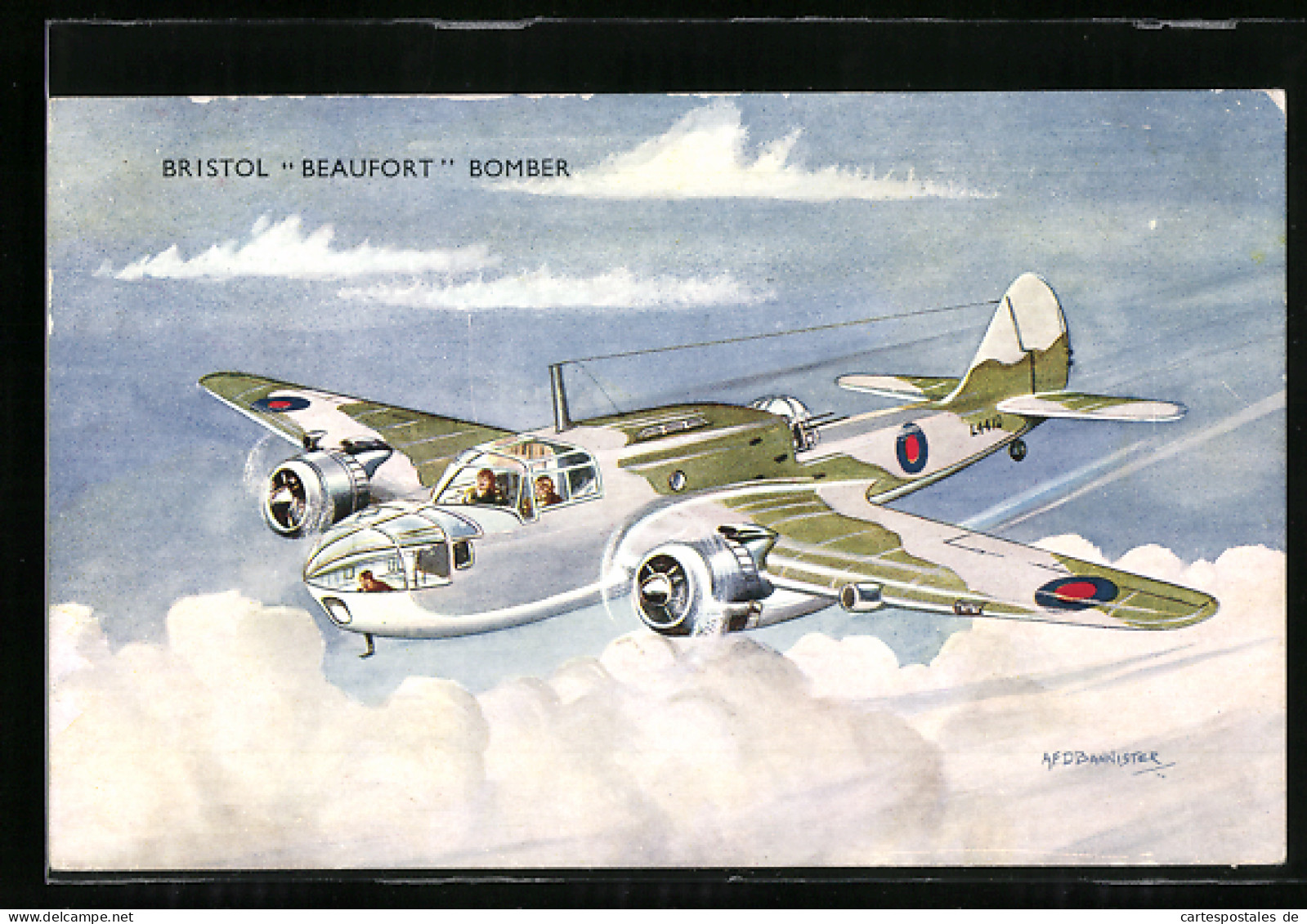 Künstler-AK Flugzeug Bristol Beaufort Bomber  - 1939-1945: 2ème Guerre