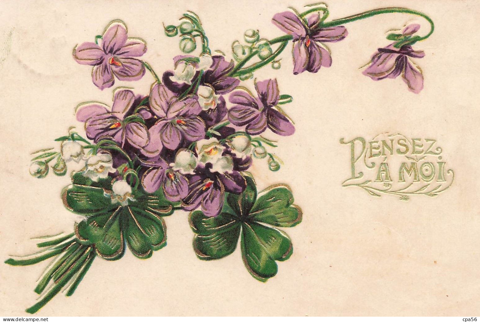 PENSÉE - PENSEZ à Moi - Carte Gauffrée 1905 - VENTE DIRECTE X - Flowers