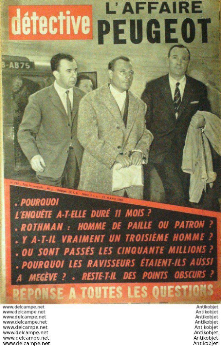 Détective 1961 N°768 Dpt 14-54-74-84 Liège Brigitte Bardot Lina Turner - 1900 - 1949