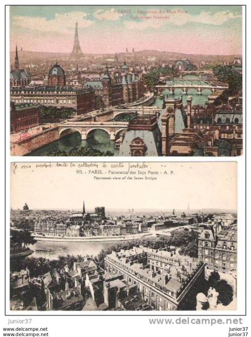 4 Cartes De Paris, Les Jardins Du Trocadéro, Panorama Des Sept Ponts, Vue Générale Du Louvre - Sonstige & Ohne Zuordnung