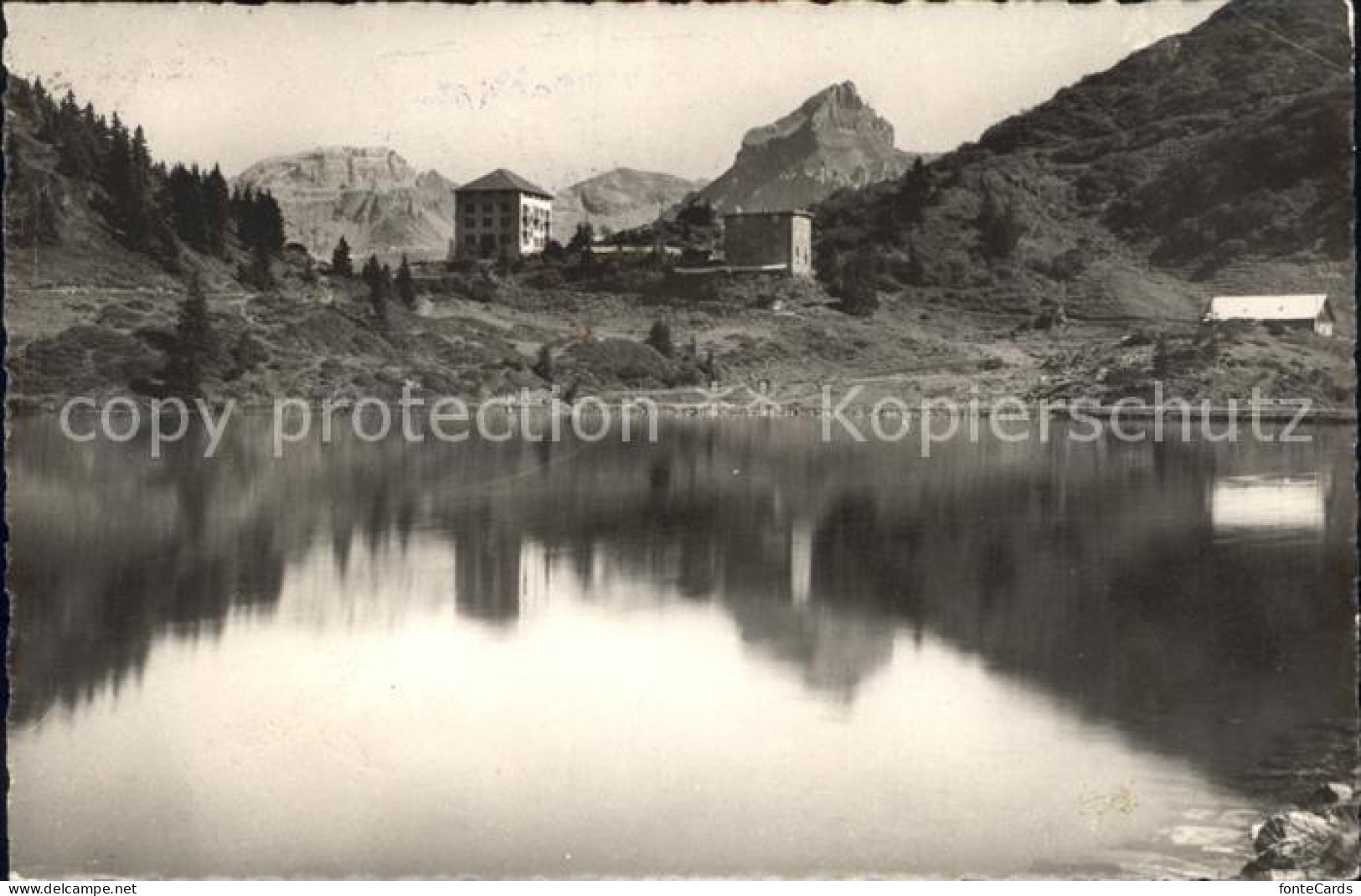 12043568 Engelberg OW Truebsee Mit Hotel Und Hahnen Alpen Engelberg - Andere & Zonder Classificatie