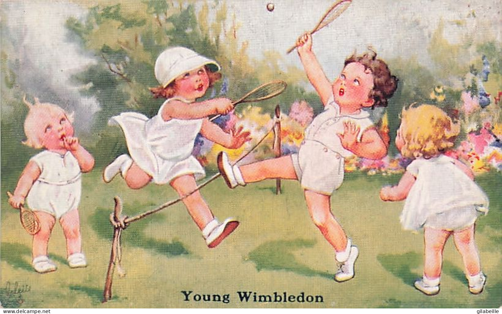  TENNIS - Illustrateur Signé Oilette - Young Wimbledon - 1940 - Otros & Sin Clasificación