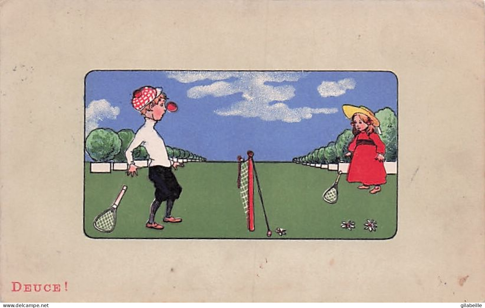  TENNIS - Illustrateur  - Enfants Jouant Au Tennis  - Deuce -  1917 - 1900-1949