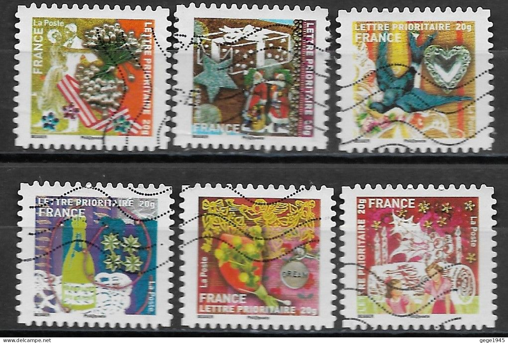 France 2010 Oblitéré Autoadhésif  N° 496 - 497 - 499 - 501 - 502 - 504   "  Meilleurs Voeux  " - Used Stamps