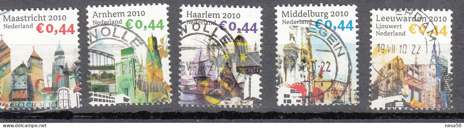 Nederland 2010 Nvph Nr 2694a + 2696 A + 2714 A +2715 A + 2718 A, Mooi Nederland, Haarlem, Middelburg, Maastricht - Oblitérés