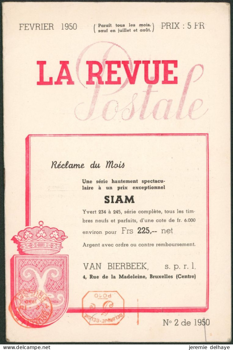 Littérature - La Revue Postale (Février 1950, N°2), 16 Pages. - Filatelie En Postgeschiedenis