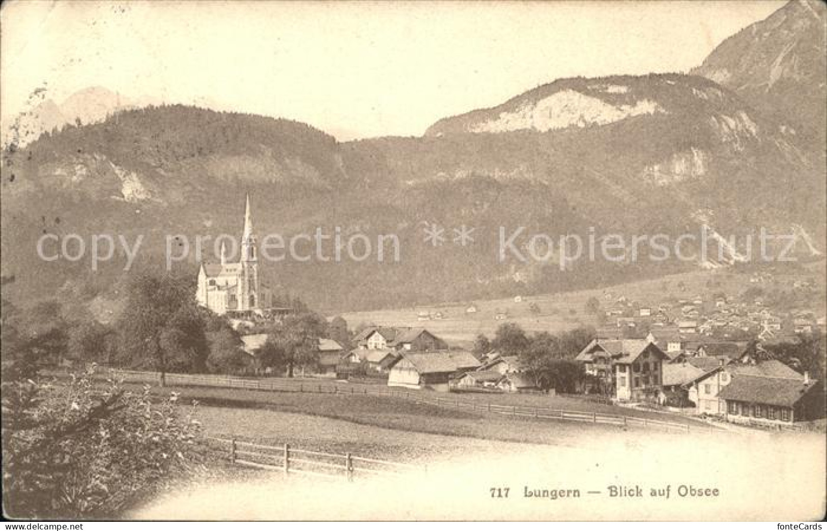 12043378 Lungern Blick Auf Obsee Kirche Alpen Lungern - Other & Unclassified