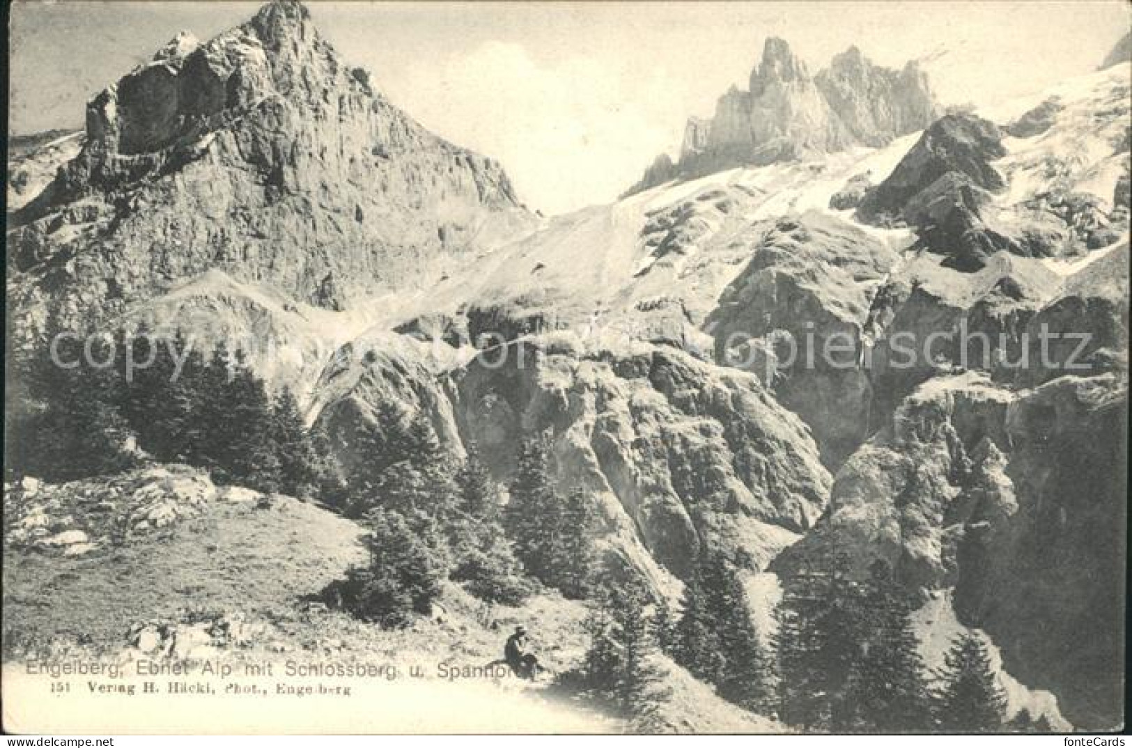 12042521 Engelberg OW Ebnet Alp Mit Schlossberg Und Spannort Gebirgspanorama Eng - Sonstige & Ohne Zuordnung