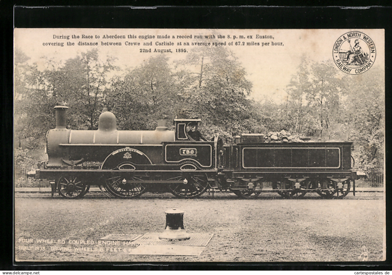 Pc Englische Eisenbahn-Lokomotive Hardwicke Mit Nr. 790, LNWR  - Trains