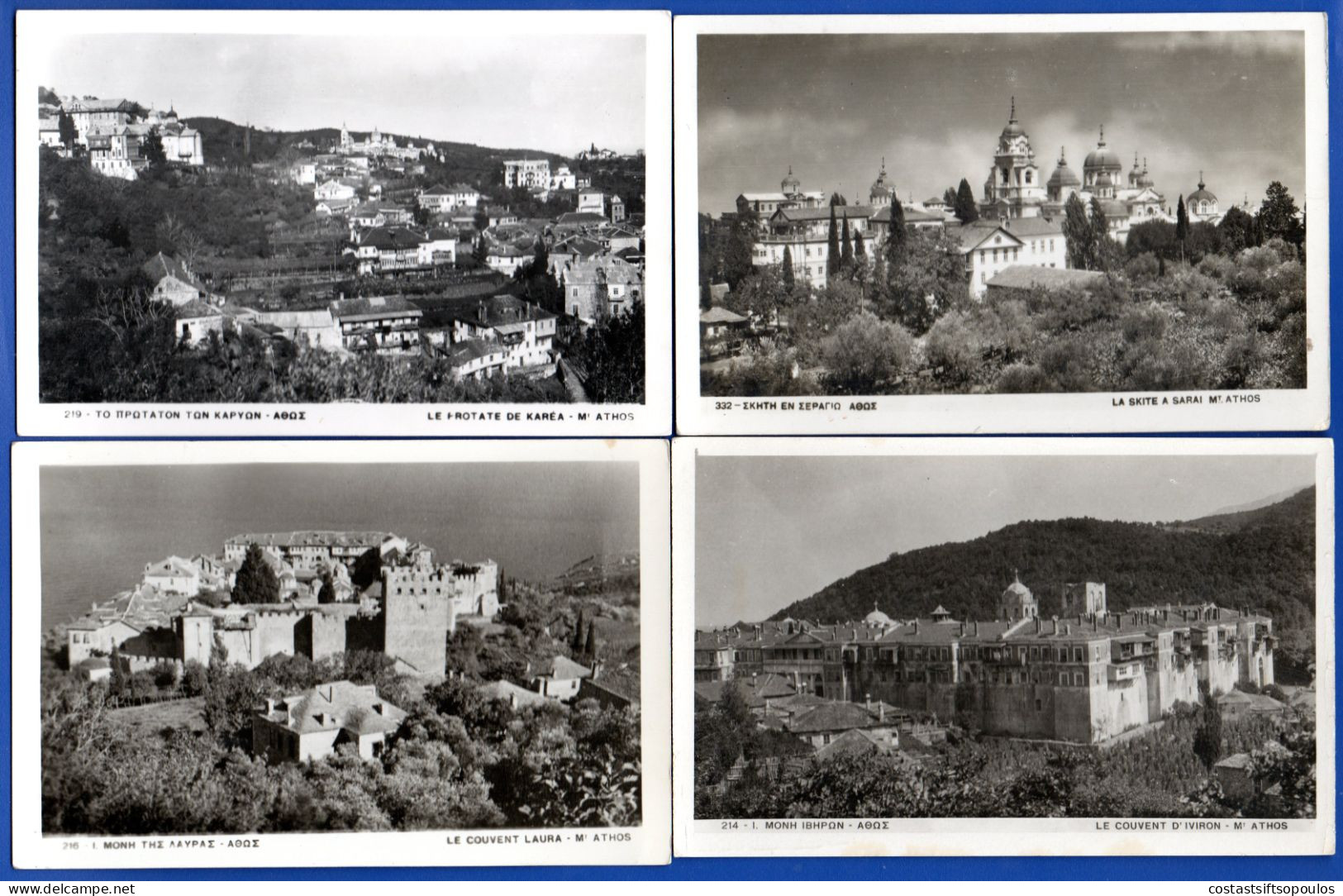 2981,MOUNT ATHOS, AGION OROS.4 MONASTERIES POSTCARDS LOT. - Greece