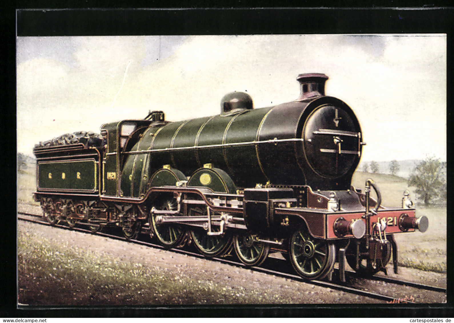 Artist's Pc Great Nothern Railway No. 1421 4-4-2 Express Engine, Englische Eisenbahn  - Trains