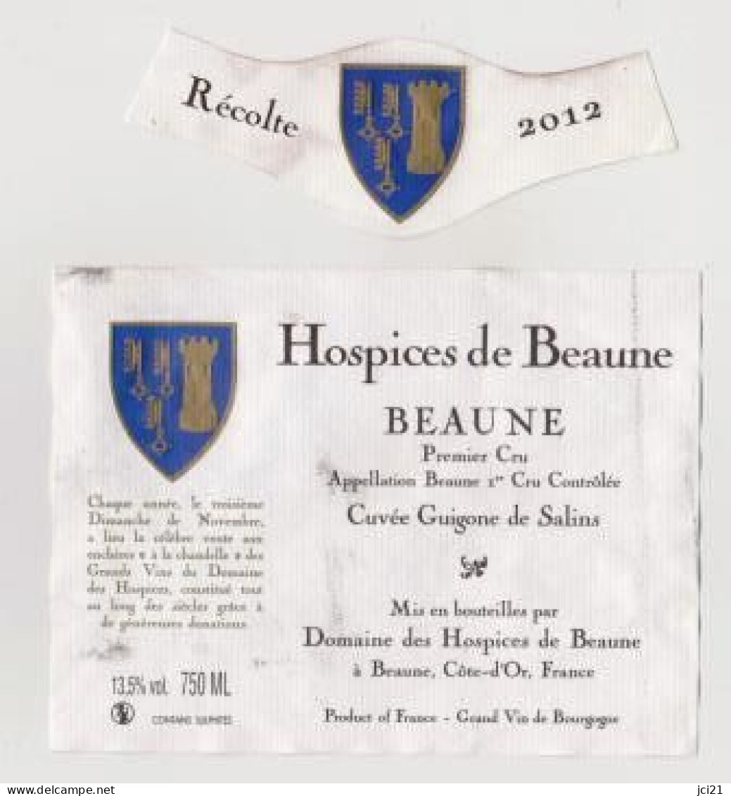 Etiquette Et Millésime HOSPICES DE BEAUNE " BEAUNE 1er Cru 2009 " Cuvée Guigone De Salins (2728)_ev416 - Bourgogne